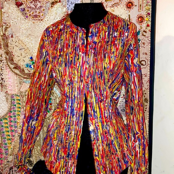 100% Cotton collarless 8 fabric matching buttons mosaic design - Picture 1 of 3